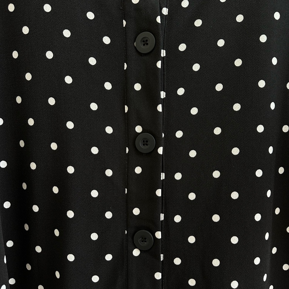 Adrianna Papell Blouse Women’s Size Medium Black Polka Dot Cropped Dolman NWT - Picture 5 of 8